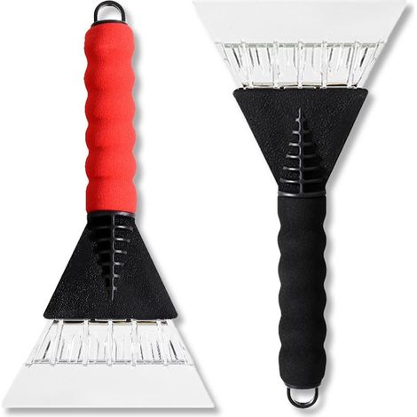 Jeu de 2 grattoirs à Glace pour Pare-Brise de Voiture, adapté aux vitres arrière et latérales, grattoir à Glace pour(Rouge, Noir) (1/5)