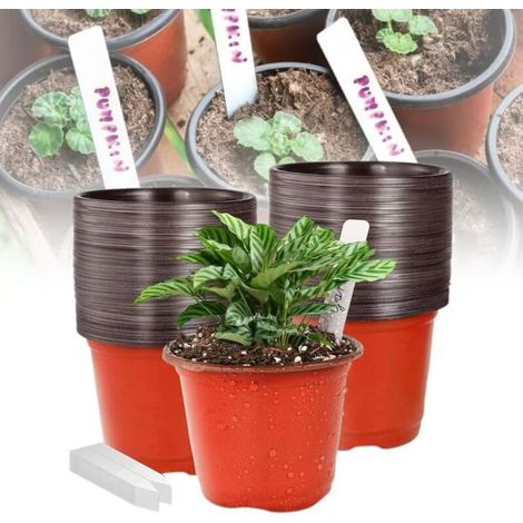 Pots de pépinière de plantes (100 pièces), pots de fleurs en plastique de 4 pouces, adaptés à la décoration de la maison et du bureau, DIY (1/5)