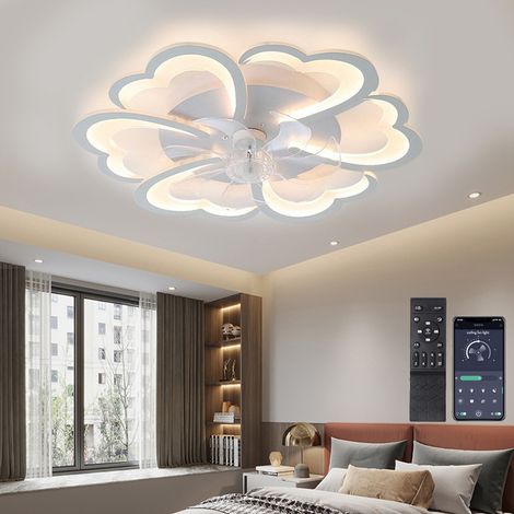 Ventilateur de Plafond LED 68 cm en Forme de Cœur avec Télécommande et APP, Lumière Dimmable, 6 Vitesses de Ventilation, Moteur DC Silencieux pour Chambre d'Enfant (1/5)