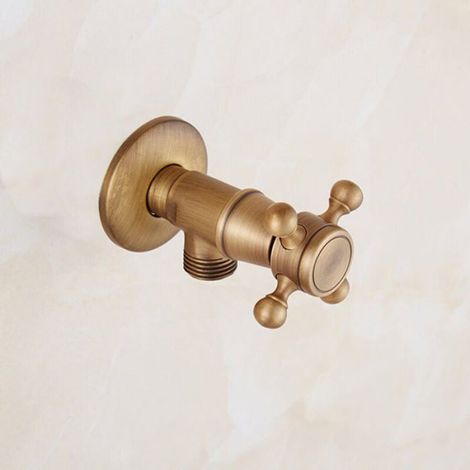 Vanne Triangulaire en Laiton, Vanne d'angle en Cuivre de Salle de Bain G1/2 Vanne d'Arrêt d'eau Chaud et Froid Universelle Composan (1/4)