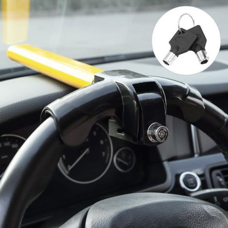 Universel Antivol de Voiture Volant Sécurité Car Steering Wheel T-Lock avec 2 Clés pour Véhicule, Remorques, Camionnettes, (1/4)