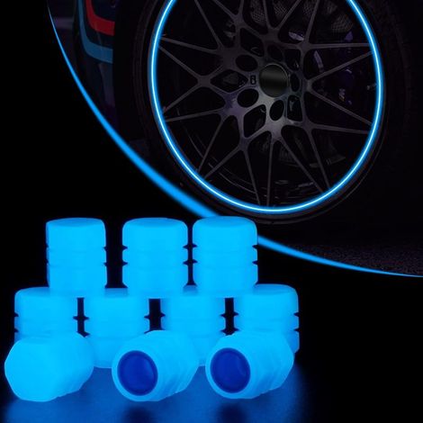 50 Stück Autoreifen-Ventilkappen, fluoreszierende Autoreifen-Ventilkappen, fluoreszierende Reifenventilkappen für Auto, LKW, SUV, Motorrad, Fahrrad (blau) (1/5)