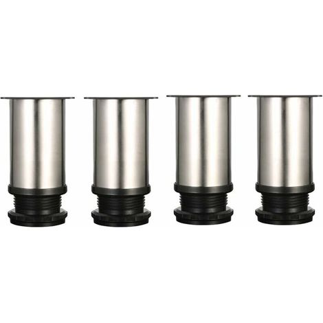Ulisem 4 verstellbare Füße, 8 cm Höhe, verdickte Schrankbeine, Tischbeine, Möbelbeine, gebürsteter Edelstahl, höhenverstellbar von 0–15 mm, mit Edelstahlschrauben (1/5)