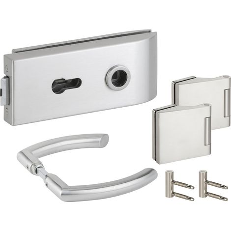 HERMAT Ganzglastürschloss-Set BARI 6143/6325/1804/HZ, Edelstahl