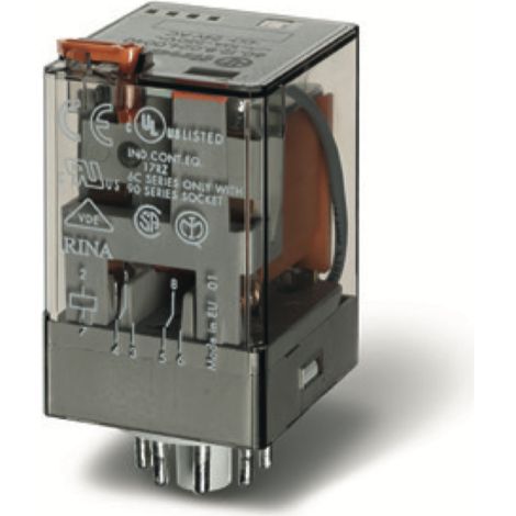 Relè Octal Finder ad innesto 2 scambi 10A 24VAC 601280240040 (1/2)
