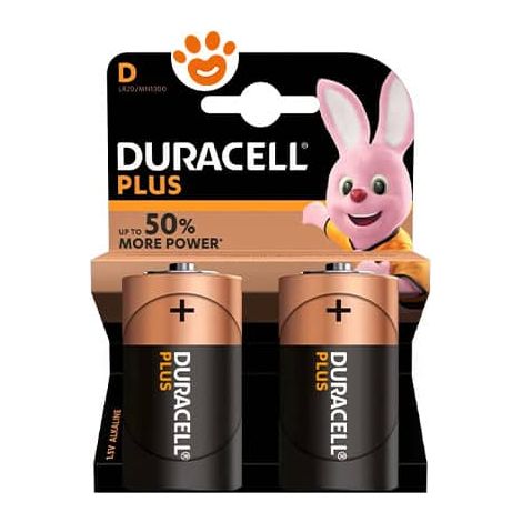 Duracell Batterie Plus Tipo D Pile Alcaline - Confezione 2 Pezzi -