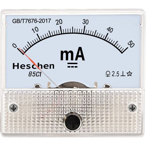 85 C1–50 MA rectangle Panneau monté courant Mètre testeur Ampèremètre DC 0–50 MA Classe 2,5 Blanc (1/5)