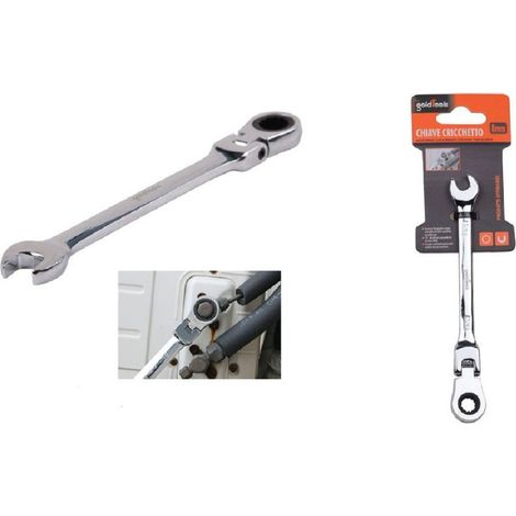 Trade Shop - Chiave A Cricchetto Combinata 8 Mm Testa Pieghevole Cromo Vanadio Utensile 91730 - (1/2)