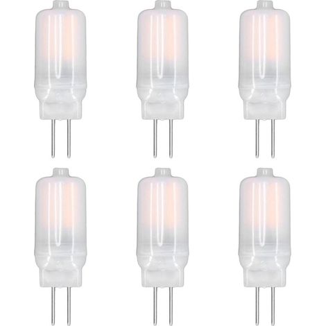 Lot de 6 ampoules LED G4 12 V, éclairage à 360°, dissipation thermique à 360°, faible consommation, interface standard, 3 W, blanc chaud (1/5)