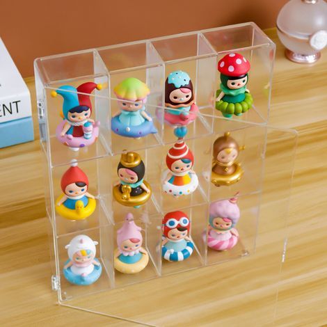 Vitrine pour figurines en verre transparent avec serrure, support décoratif pour collectionneurs de poupées et d'anime.