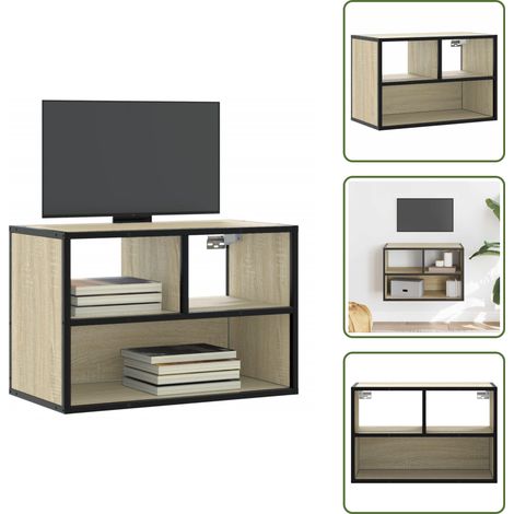 vidaXL Meuble TV chêne sonoma 60x31x39,5 cm bois d'ingénierie et métal