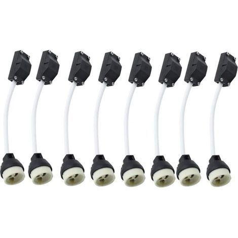 Lot de 10 douilles en céramique GU10 avec connecteur de câble 2 A 250 V GU10 douille adaptateur de base avec câble isolé pour lampe LED GU10 CFLS ampoule halogène encastré Downlight (1/4)