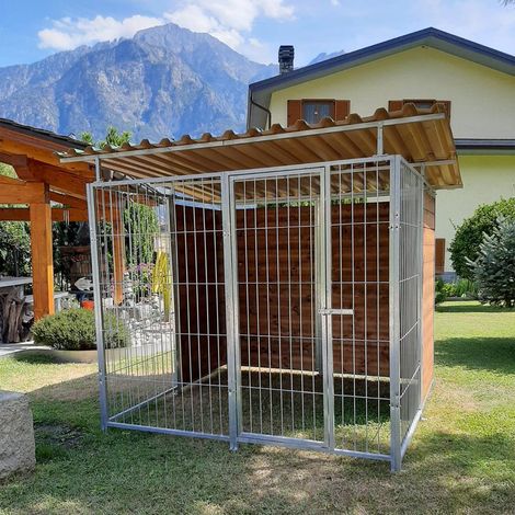 Box per cani da esterno coperto e retro in legno zincatura a caldo da 200x300xh180 cm (1/5)