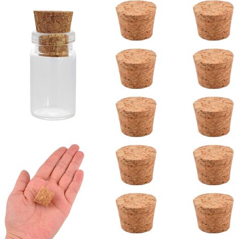 Bouchons en liège naturel - Lot de 100 bouchons coniques pour bouteilles de vin en verre. (1/4)