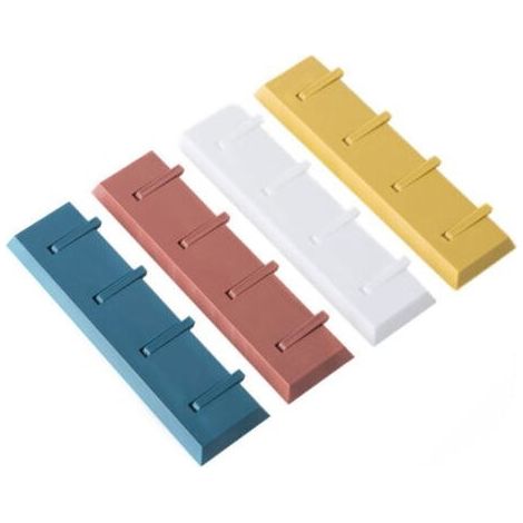 Pair Lot de 4 Patère adhésive avec 4 crochets, crochets muraux autocollants, extra solides, pour porte-manteau, salle de bain, sans perçage, porte-serviettes, crochet mural (1/5)