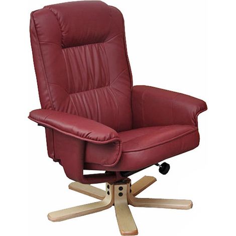 [NUNCA USADO] Sillón reclinable Sillón TV Sillón sin taburete M56 piel sintética certificado MVG, burdeos