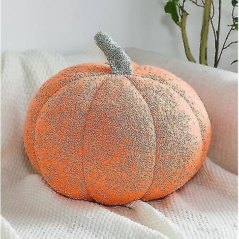 Dekoratives Kürbiskissen aus Plüsch, Halloween-Kürbis-Plüschtier, 3D-Kürbiskissen für die Heimdekoration – 20 cm – Orange