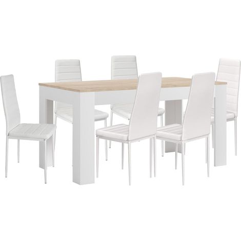 Mesa Extensible de Comedor o Cocina + 6 Sillas en Polipiel/metal (1/5)