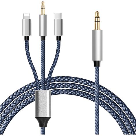 Câble AUX pour i-Phone, [certifié MFI] 3 en 1, câble AUX USB-C 3,5 mm, câble AUX compatible avec iPhone 16/15/14, iPad, robuste et durable (sans fonction d'appel) (1/5)