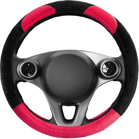 Couvre Volant Voiture Peluche Rose Noir