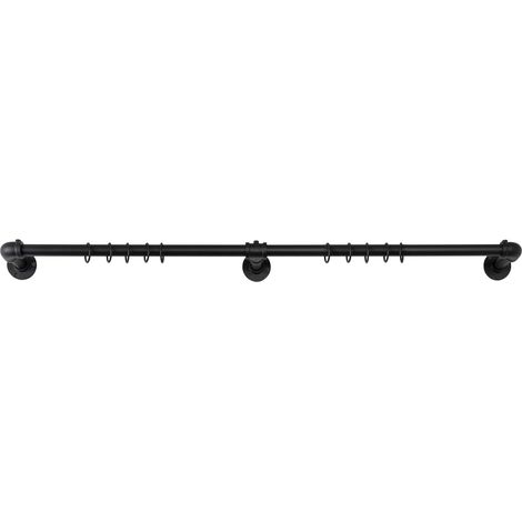 ondeco Gardinenstange Industrie ausziehbar für Verdunkelungsvorhänge Raumabdunkelung Vorhangstange Fenster Wandmontage Teleskopstange 22/25 -  Schwarz - 160-280 cm