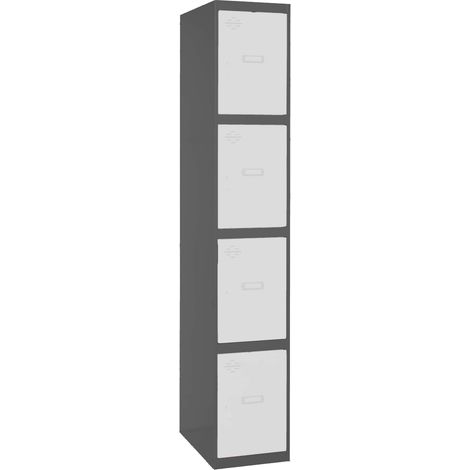 SimonRack Armadietto Spogliatoio Metallico 4 Ante, 1800x400x500 mm, Serratura con Chiave e Areatori, Antracite/Bianco - Simonlocker