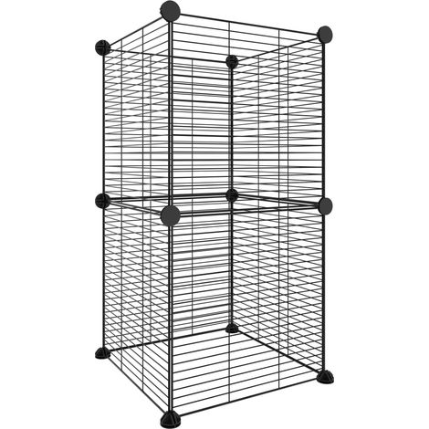 Cage,Enclos pour animaux de compagnie à 8 panneaux Noir 35x35 cm Acier -54786 (1/3)