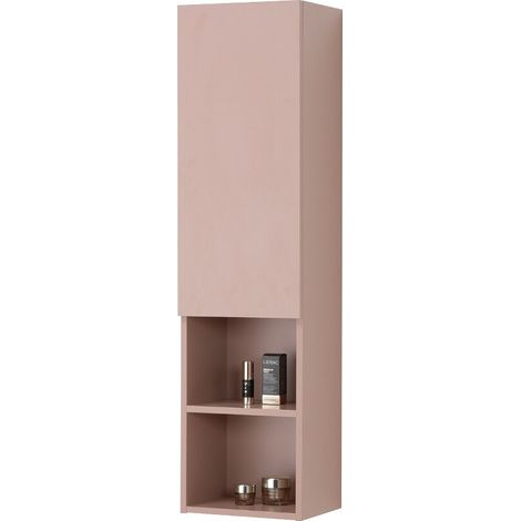 Colonna bagno sospesa rosa 30x115 cm con quattro mensole e anta soft-close Nuvola (1/5)