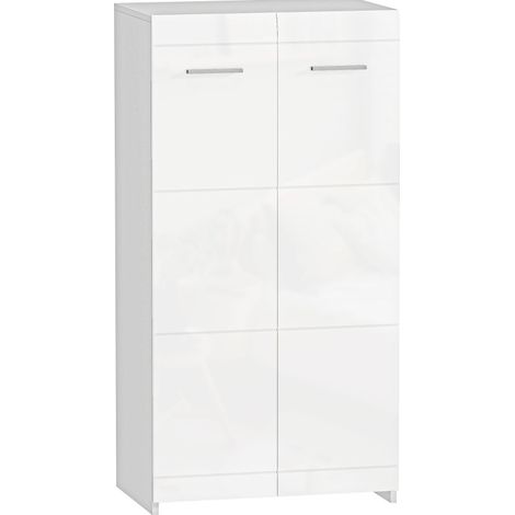 Armoire à chaussures blanc brillant avec étagères réglables, capacité 10 paires, pour entrée et couloir (1/5)