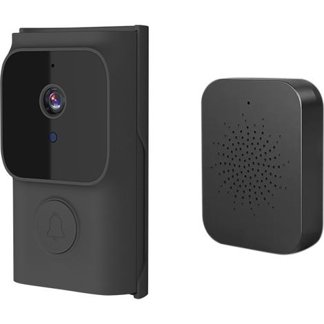 Videocitofono intelligente, videocamera Wi-Fi wireless con campanello per controllo tramite Tuya, comunicazione bidirezionale ad alta definizione (nero) (1/5)