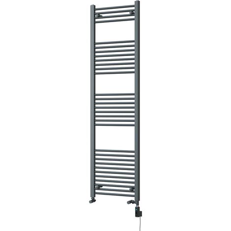 Zennor - Anthracite Dual Fuel Towel Rail H1800mm x W500mm Thermostatic WIFI - Straight (1/3)