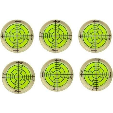 6-fache Wasserwaage, 32 x 7 mm runde Libelle für Stativ, Phonograph, Plattenspieler – fluoreszierendes Gelb