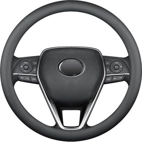 Housse de volant voiture 38 cm, modèle rond perforé antidérapant, prise en main confortable et installation universelle (1/5)