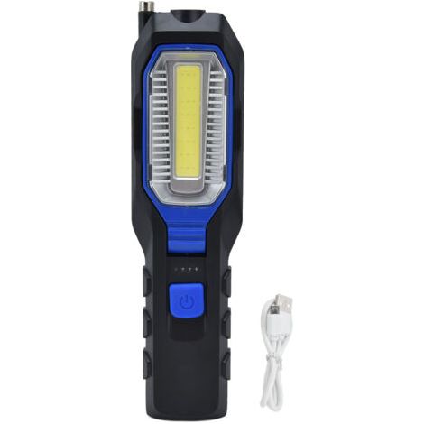 Lampe de travail COB rechargeable, lampe de travail LED portable avec crochet magnétique, idéale pour le camping et les réparations