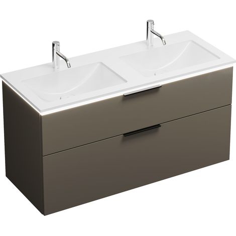 Lavabo Burg Eqio Mineral Cast + vasque en mélamine 636x1220x490mm Blanc alpin/Gris brillant GR0200