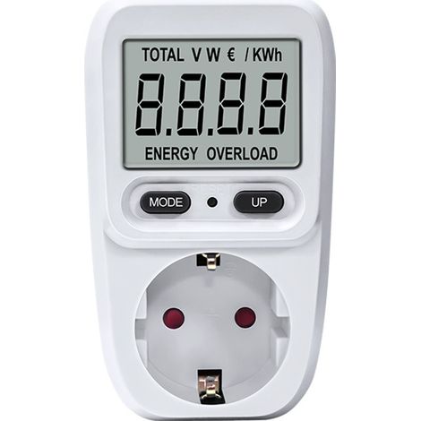 Compteur électrique pour prise de courant centrale de balcon avec 5 modes d'affichage - Compteur de consommation électrique Prise avec indicateur des coûts de consommation - Compteur électrique (1/5)