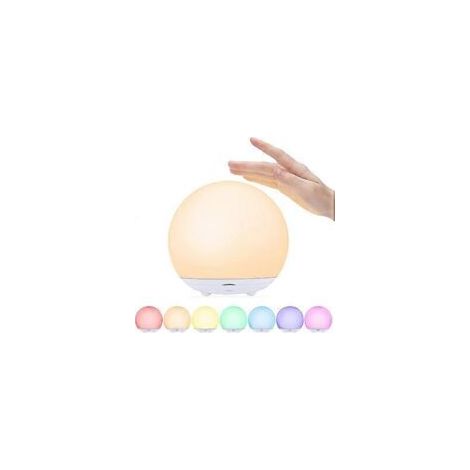 Luce notturna per bambini, lampada da comodino ricaricabile tramite USB, luce notturna per neonati con luce calda regolabile e 7 colori, interruttore touch e timer per la camera da letto - Crezuo