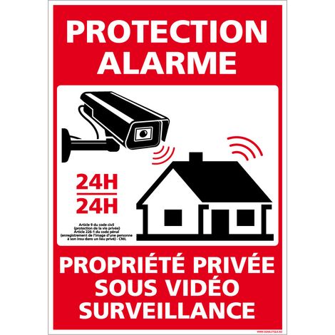 Autocollants de Signalisation Souple – Panneaux de Signalisation Autocollants – Plusieurs tailles au choix – Signalisation Française - Protection alarme, propriété privée sous vidéo surveillance - 300
