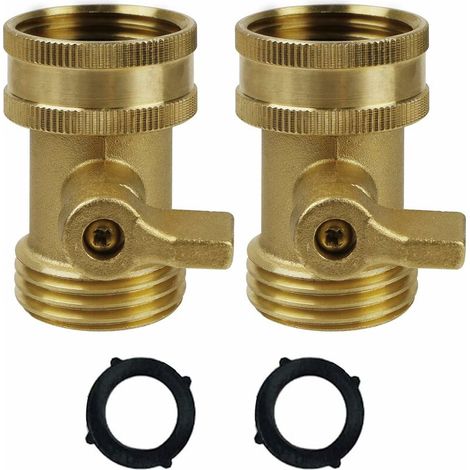 Water Supply Shut Off Valve 3/4 Solid Brass Garden Hose Fittings - 2 Pieces