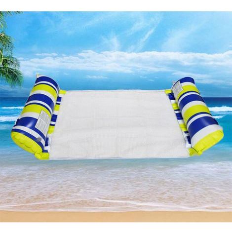 Matelas flottant gonflable en PVC avec dossier pliable, lit flottant rayé pour une personne