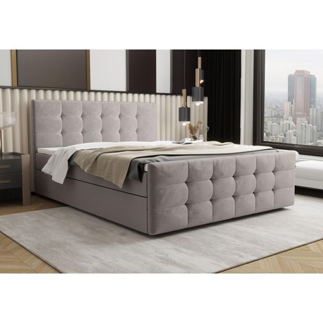 Lit Boxspring Coria - Crème - 180x200 Cm - Lit Avec Rangement - Lit Moderne - Matelas À Ressorts Bonnell (1/5)