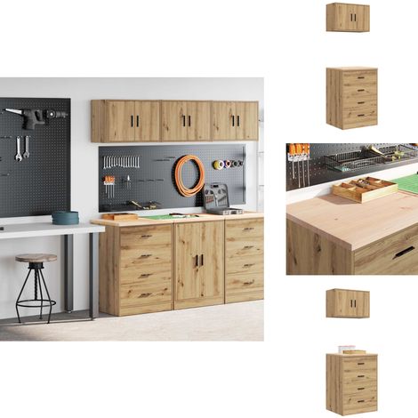 Garagenschränke 2 Stk. Artisan-Eiche Holzwerkstoff - Garagenschrank - Garagenschränke - Schrank - Garagen-Lagerschrank (1/5)