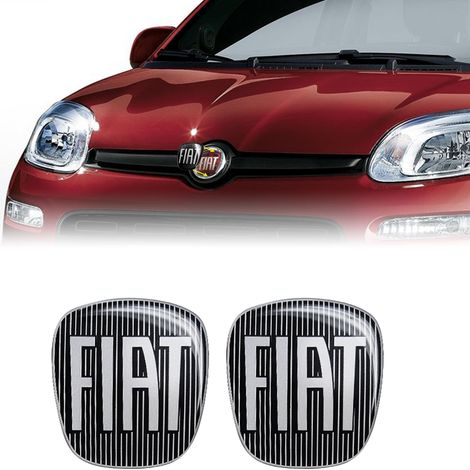 Adesivo Fiat 3D Ricambio Logo per Panda - Confezione: ANTERIORE + POSTERIORE - Colore: NERO
