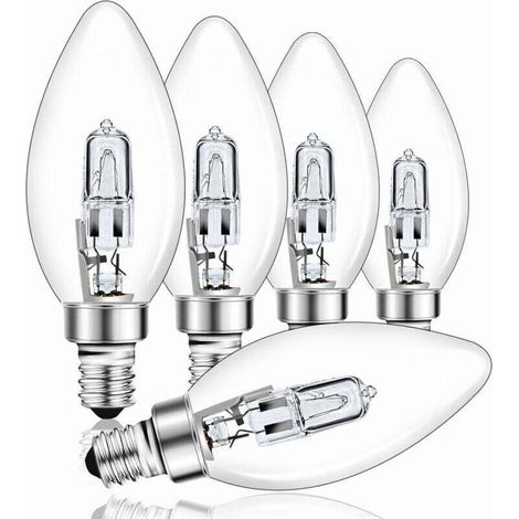 Ampoule halogène E14 42 W à intensité variable, ampoule halogène C35 transparente, blanc chaud 2700 K, ampoule à vis, convient pour suspension, applique, lampe de table, 650 lm, lot de 5 [niveau d'éco