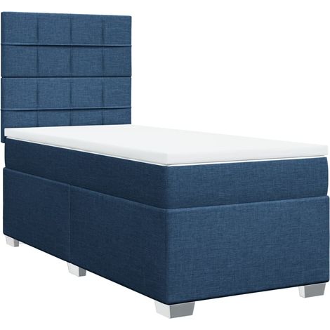 Maison Exclusive - Sommier à lattes de lit avec matelas Bleu 90x190 cm Tissu (1/5)
