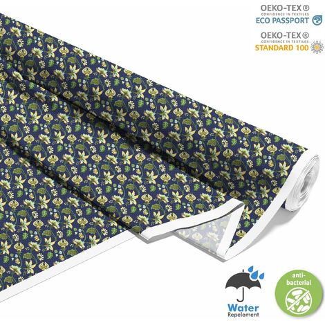 TESSUTI DECORATIVI PER ESTERNI OXFORD - Fantasia fiori su blu I DX496 (1/5)