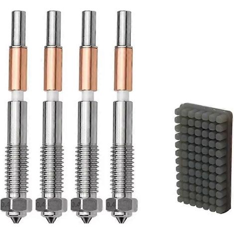 Boquilla QIDI Plus 4 con cepillo de silicona, acero endurecido, 0,4 mm, boquilla de cerámica de liberación rápida para impresora 3D. Piezas de repuesto. (1/5)