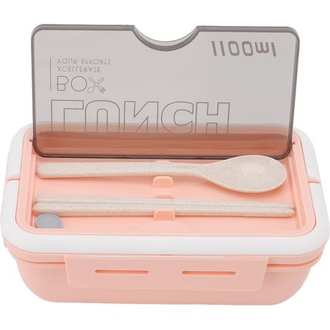 Set mit 2 Lunchboxen à 1100 ml, koreanischer Bento-Stil, tragbar, niedlich, rosa, für Schüler und Angestellte, Fächer, mikrowellengeeignet. (1/5)