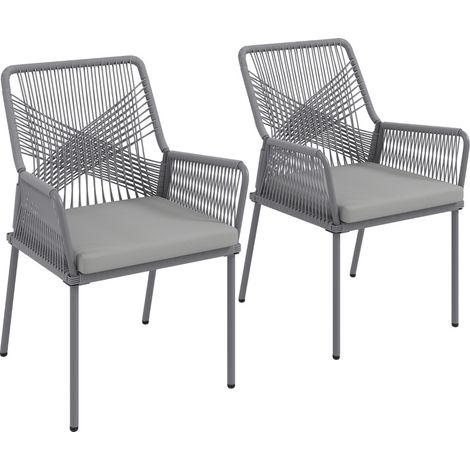 Stuhl Sessel Sitzmöbel Rattan 2er Set dunkelgrau HAVRYA (1/4)