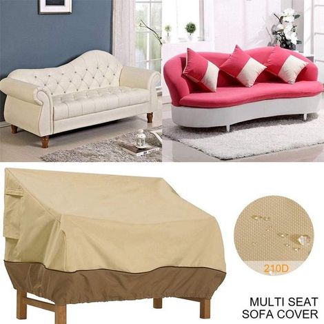 Funda para banco de jardín,Funda impermeable para banco de jardín,Oxford 210D,Resistente al viento,Impermeable,Beige,147 x 83 x 79 cm (1/4)
